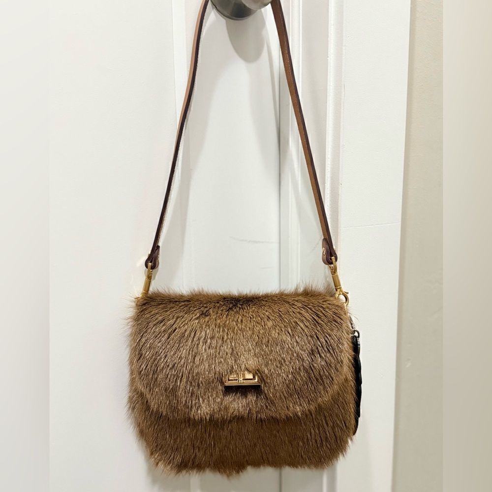 Handmade Natural Hair On Goat-hide Shoulder Bag, Goatskin Crossbody & Free Gift